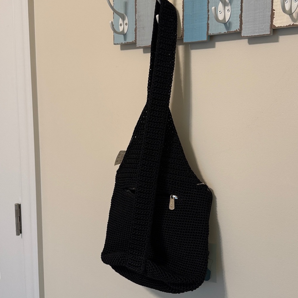 The Sak Women’s Black Crocheted Slingback Crossbody - Deep Pocket / Brand NWT - Picture 2 of 9
